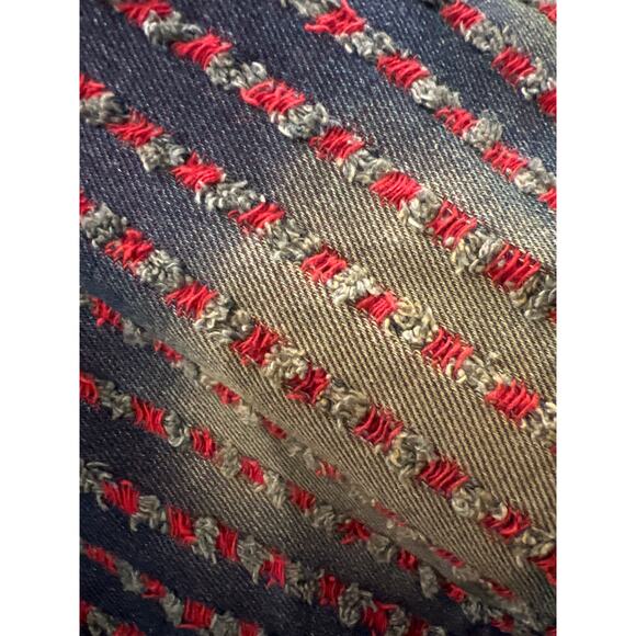 NWT Poizon men’s 2X denim jacket red thread worn look - Picture 3 of 5